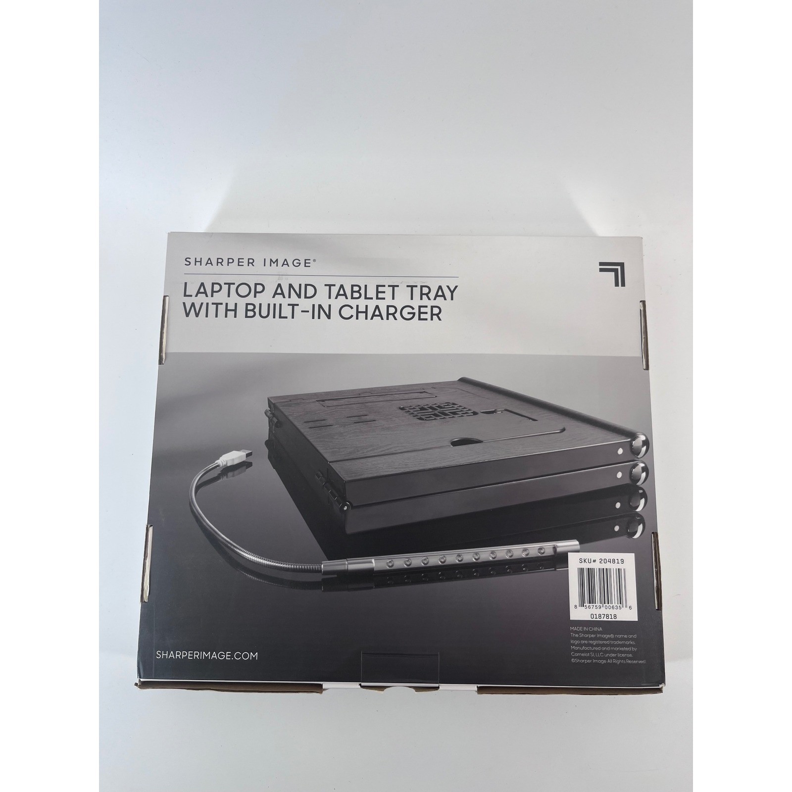 Sharper Image Laptop and Tablet Tray Built-in Charger Power Bank LED Light Black