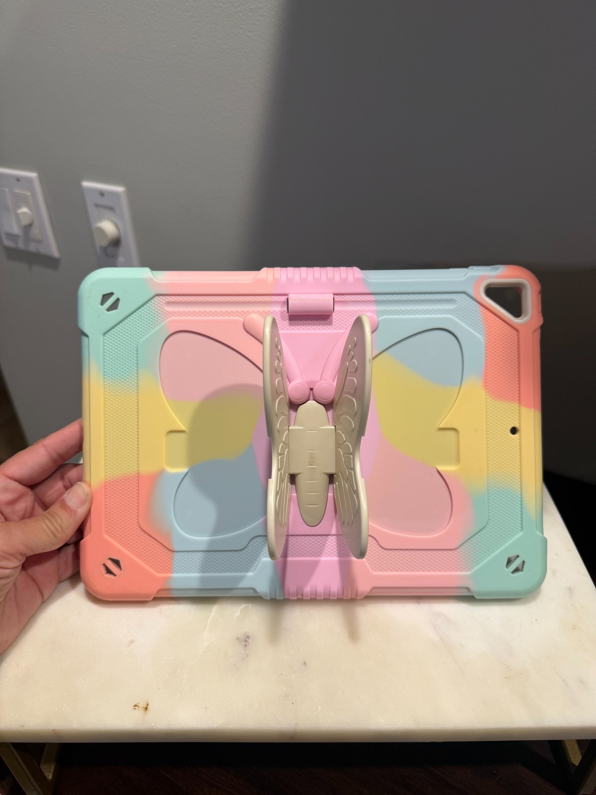 Butterfly Tablet Case for iPAD Pastel Rainbow Kickstand - Used