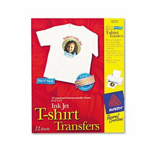 Avery Personal Creations Inkjet T-Shirt Transfer, White, 12 Transfers 3275  NEW