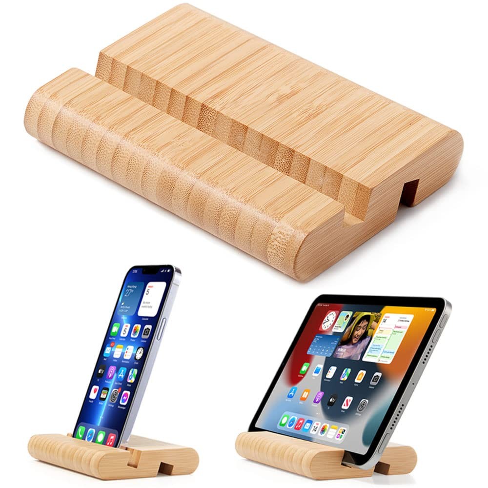 Cell Stand Wooden Stand for Desktop, Wood Cell Holder Desk Holder Mobile Stan...