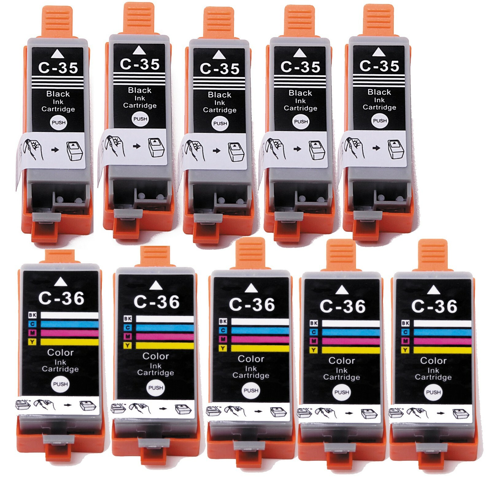 10 Pack Printer Ink Cartridges for PGI-35 CLI-36 Canon Pixma iP100 iP110 TR150