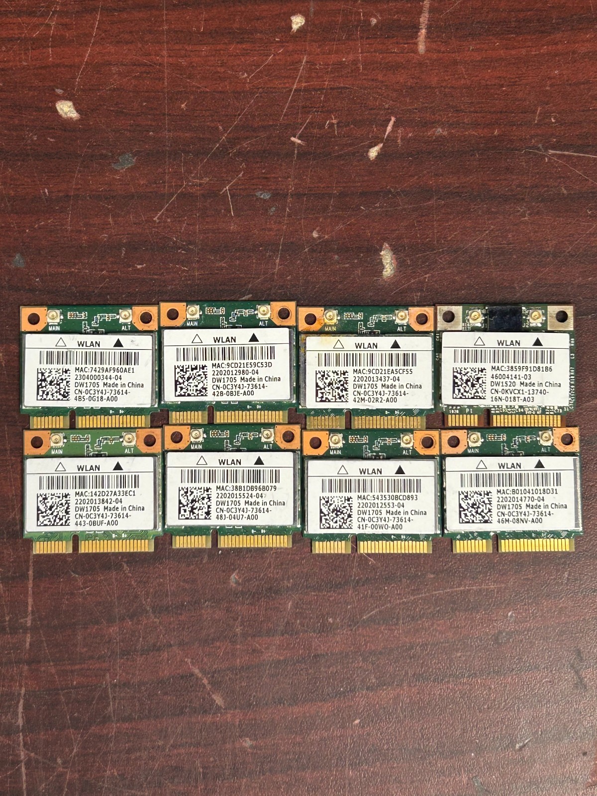 LOT OF 8) DELL WIFI Cards Model: DW1705 WIFI 5 / Bluetooth 4.0 #95