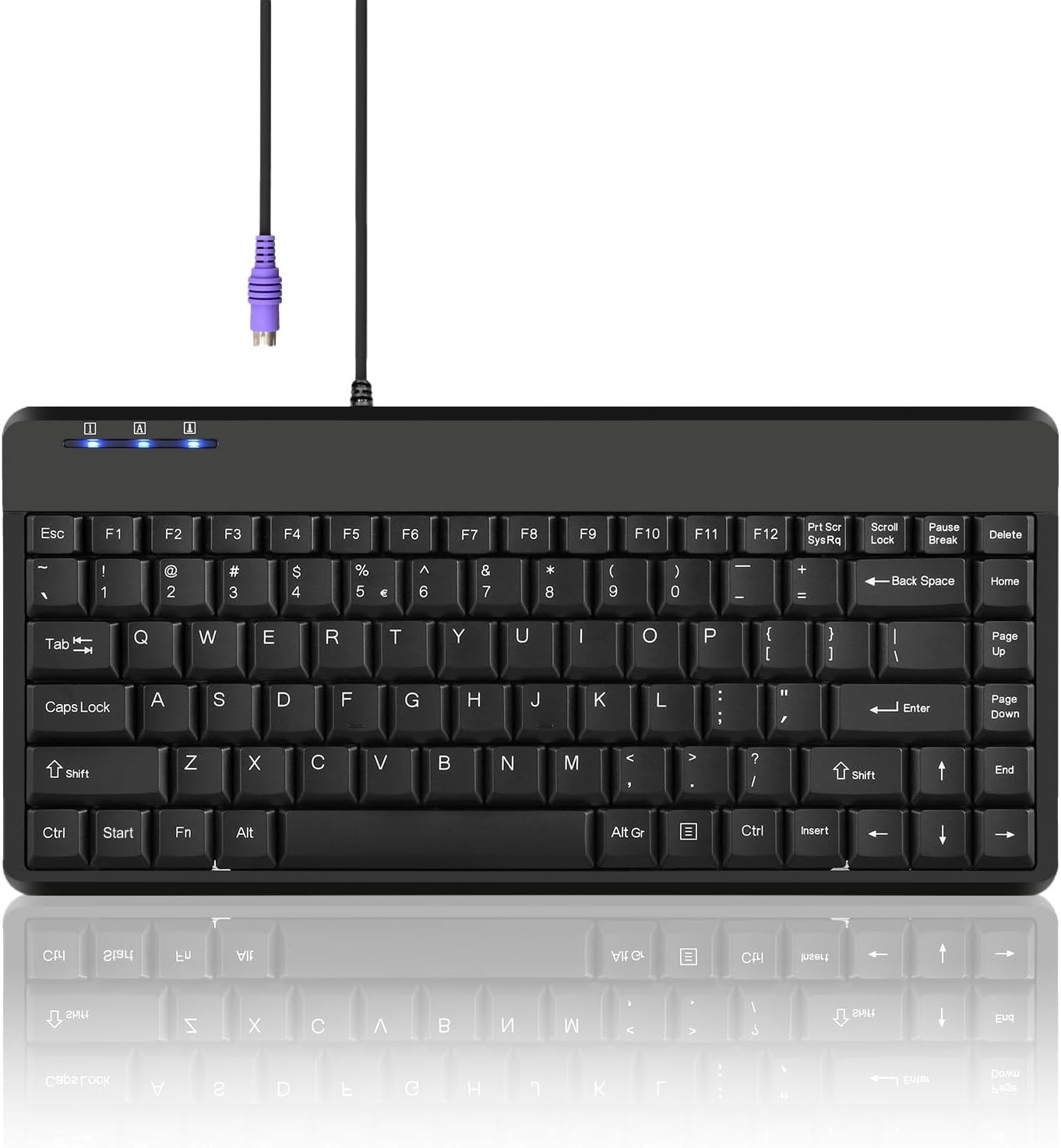 NEW Perixx PERIBOARD-409P Mini Wired 1.8M PS2 Keyboard US English Layout - Black