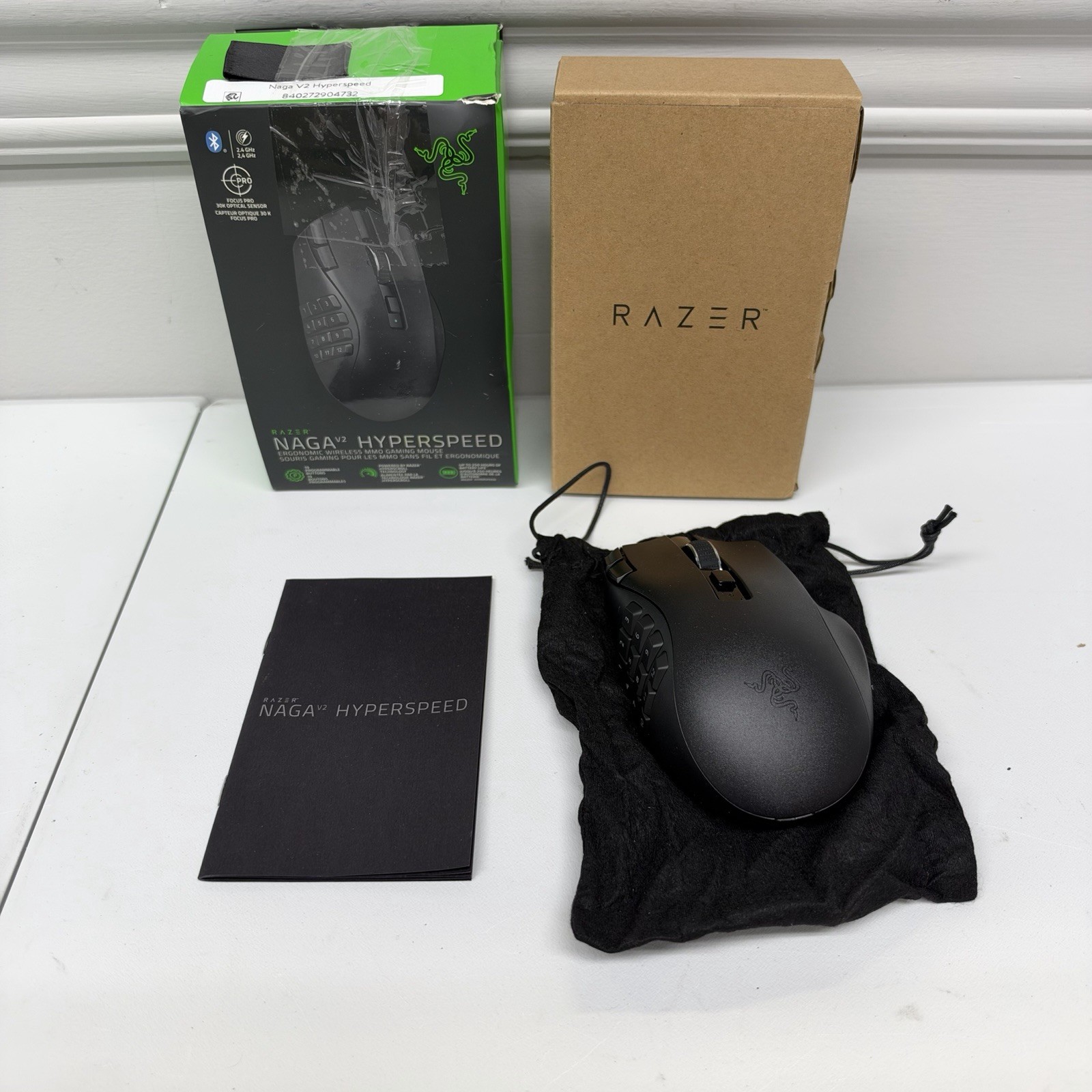 Razer Naga V2 HyperSpeed Wireless MMO Gaming Mouse 19 Buttons 30K DPI Black