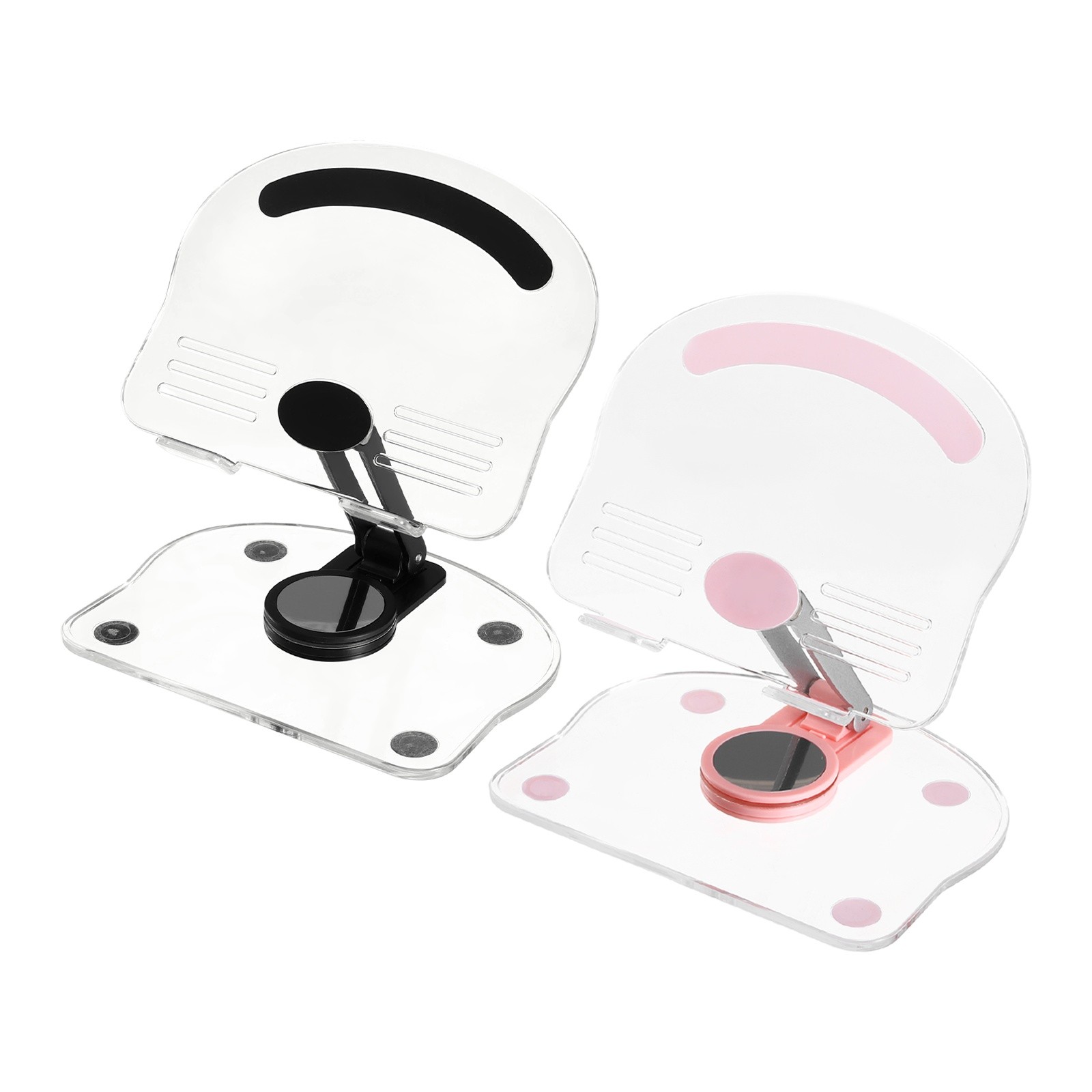 2 Pack Acrylic Tablet Stand,Acrylic Tablet Holder Adjustable Foldable,Pink Black
