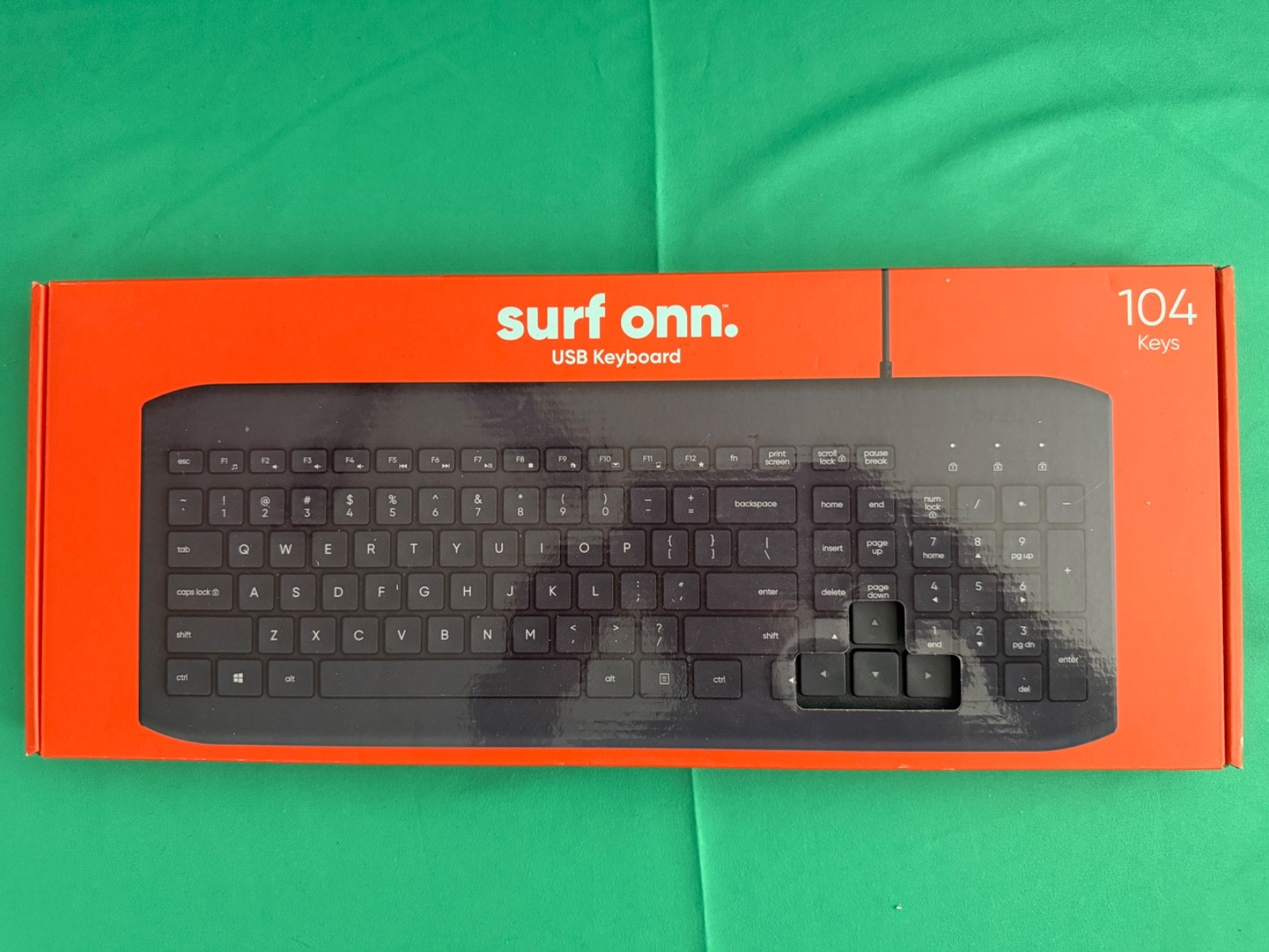 ONN USB Connected Keyboard Black 104 Keys  New