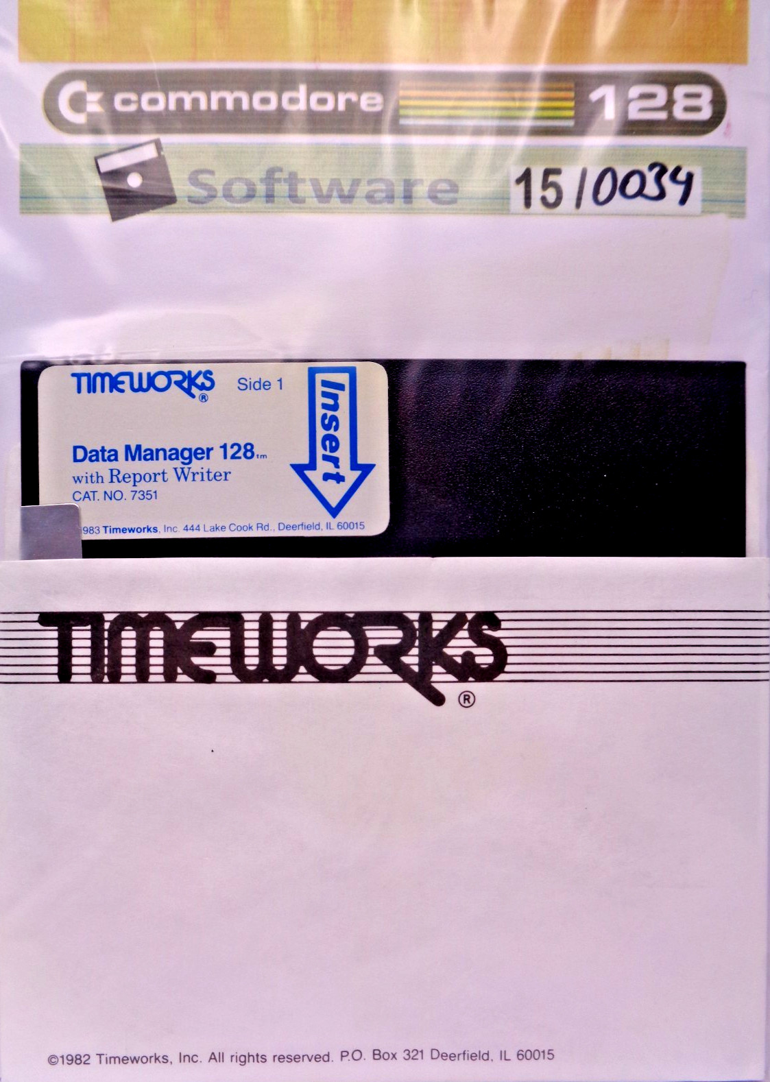 COMMODORE 128 -- DATA MANAGER WITH REPORT WRITER (TIMEWORKS - DISK)
