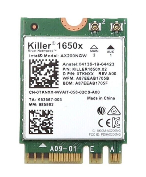 0TKNXX INTEL AX200NGW WI-FI 6 AX200 (GIG+) PCI-E M.2 2230 WLAN BT 5.2 WIFI CARD