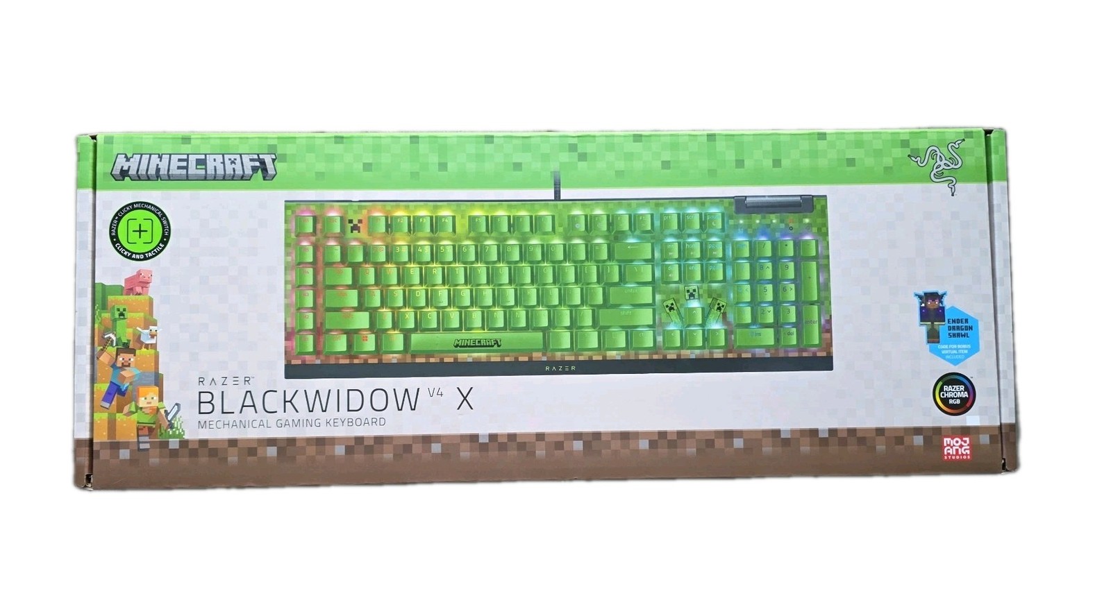 Razer BlackWidowV4 X Gaming Keyboard Green Switch - Minecraft Edition