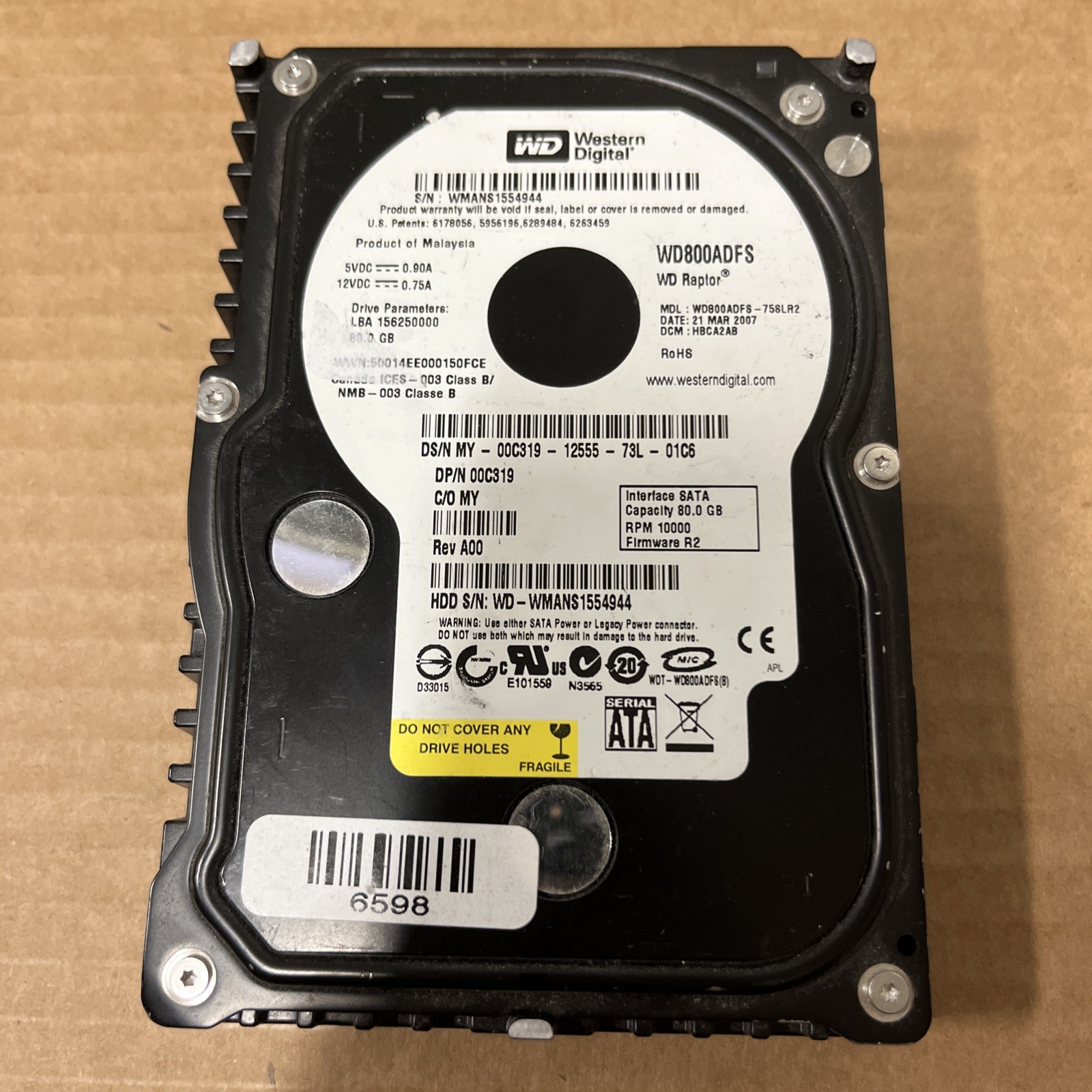 Western Digital WD Raptor WD800ADFS Hard drive - 80 GB - SATA 3Gb/s