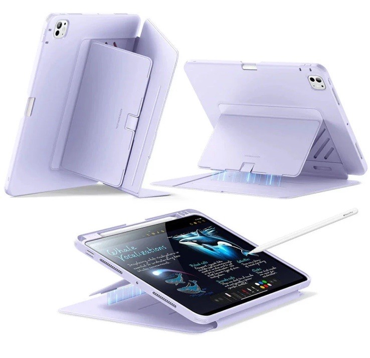 Torras Tablet Case iPad Pro 11 2024/2025 Pencil Holder Purple  11” Cover Protect