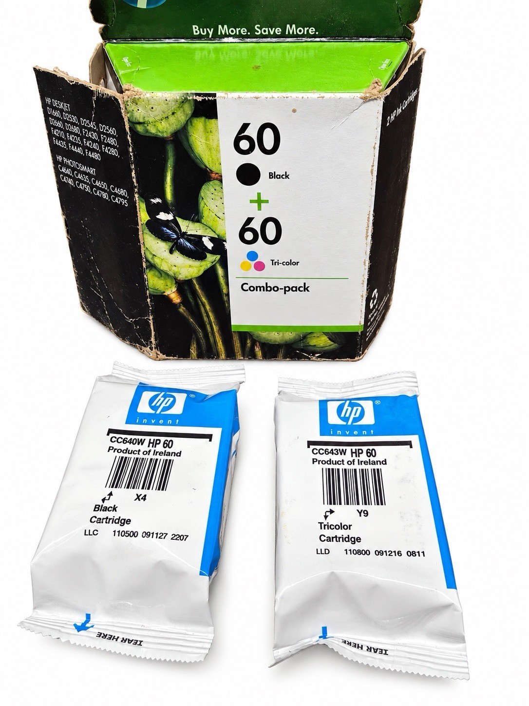 HP 60 Black & Tri-Color Combo Pack N9H63FN CC640WN CC643WN Factory Sealed FoilPK