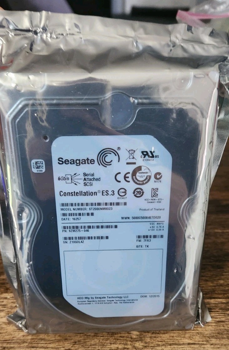 New Seagate Constellation ST2000NM0023  2TB 7.2K RPM 6Gb  3.5" SAS  HDD  NOS