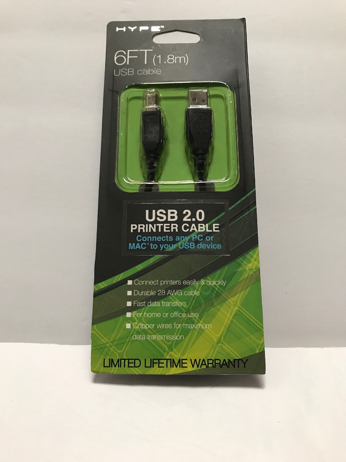Hype 6ft USB Cable 2.0 Printer Cable