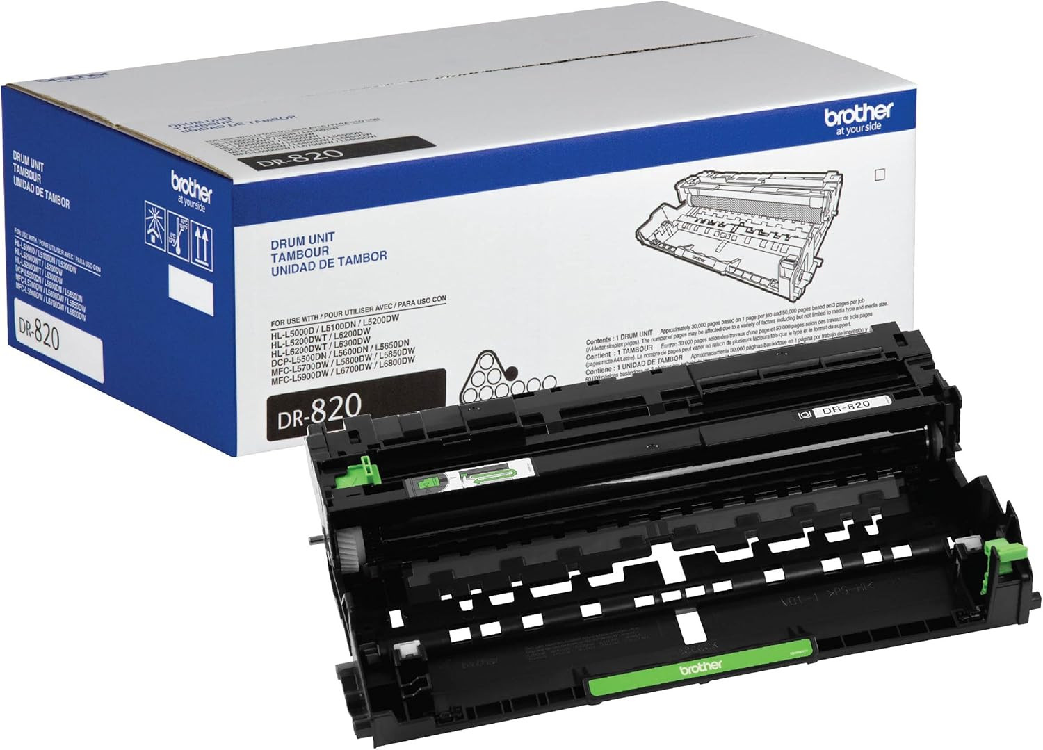 Genuine-Drum Unit, DR820, Seamless Integration, Yields up to 30,000 Pages, Black