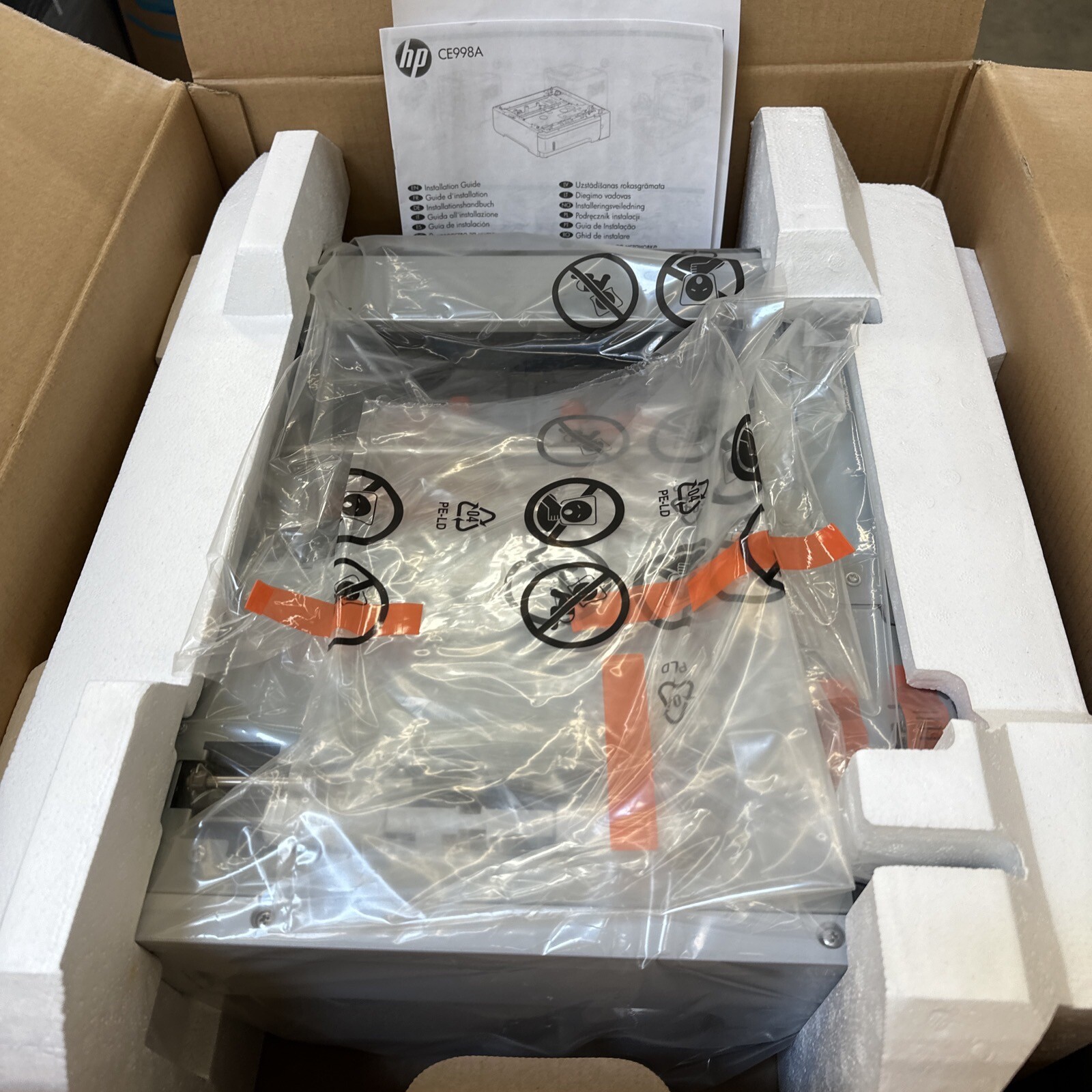 New Open Box Genuine HP LaserJet 500-Sheet Paper Tray CE998A Sealed Bag