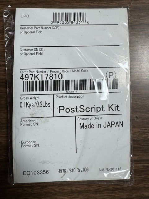 Xerox VersaLink 497K17810 PostScript Kit