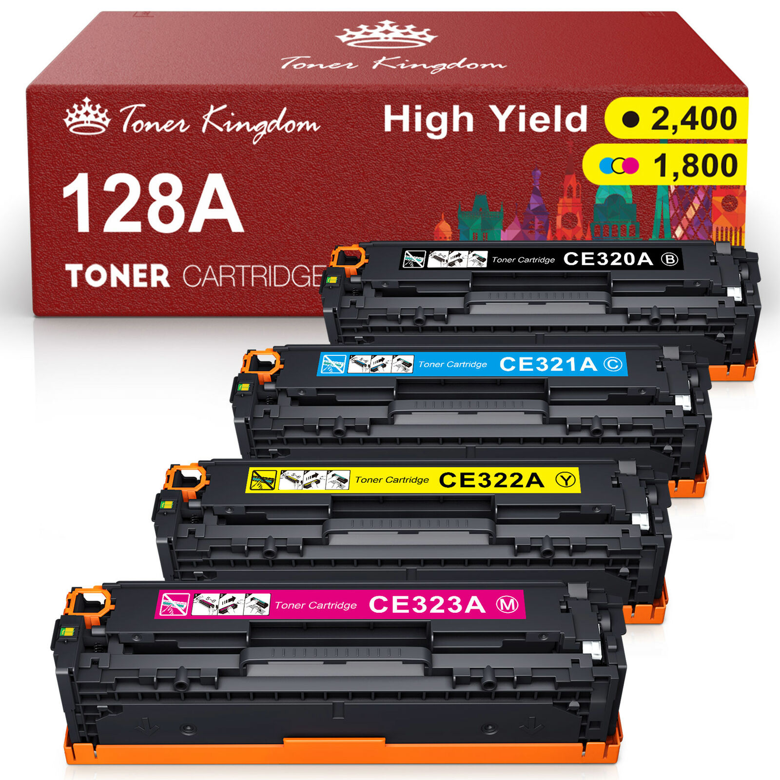 4x CE320A Compatible with HP 128A Toner LaserJet Pro CM1415fnw CP1525nw CP1525n