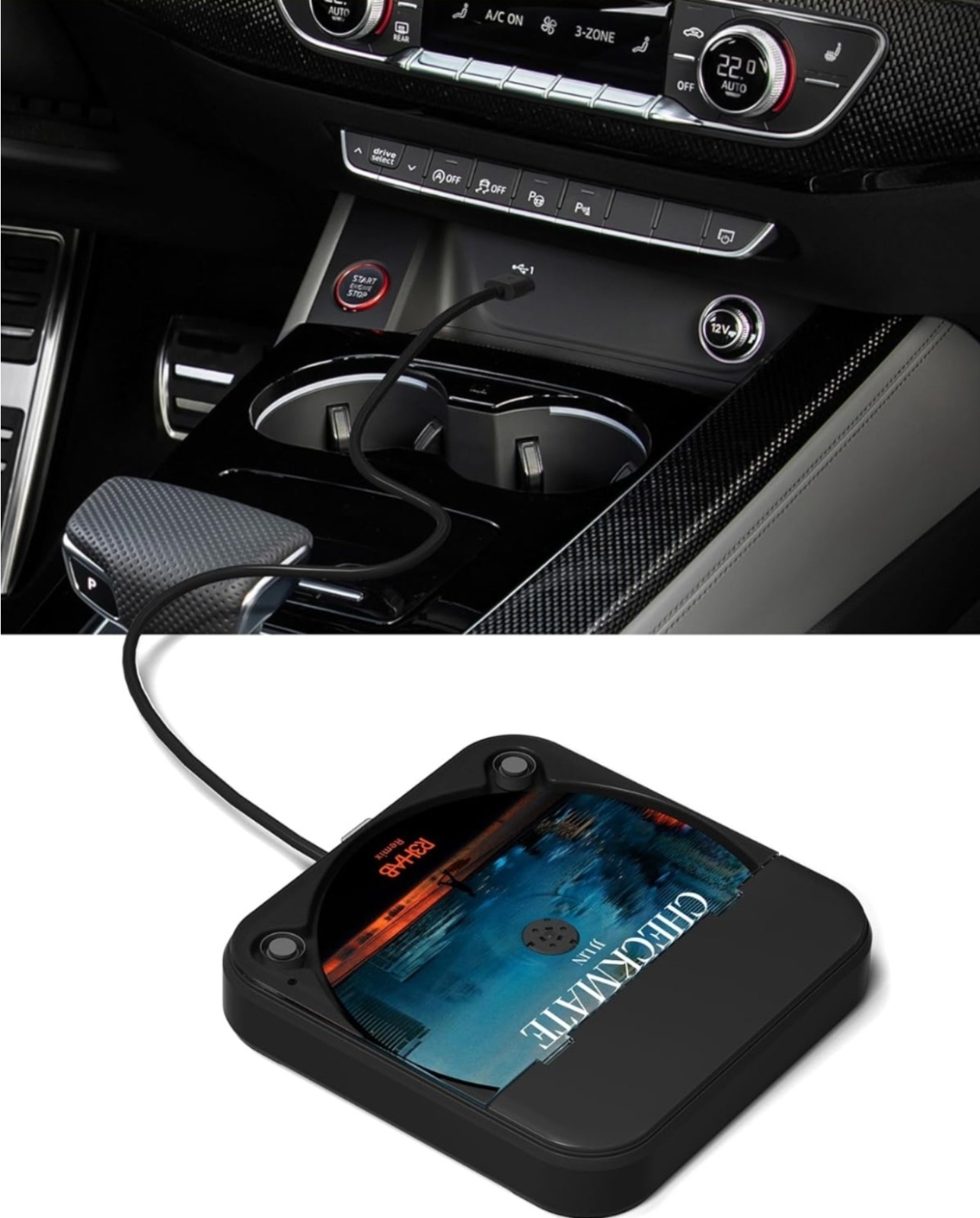 Portable Car CD Player w/ USB/AUX Port, External CD Player Compatible With Car