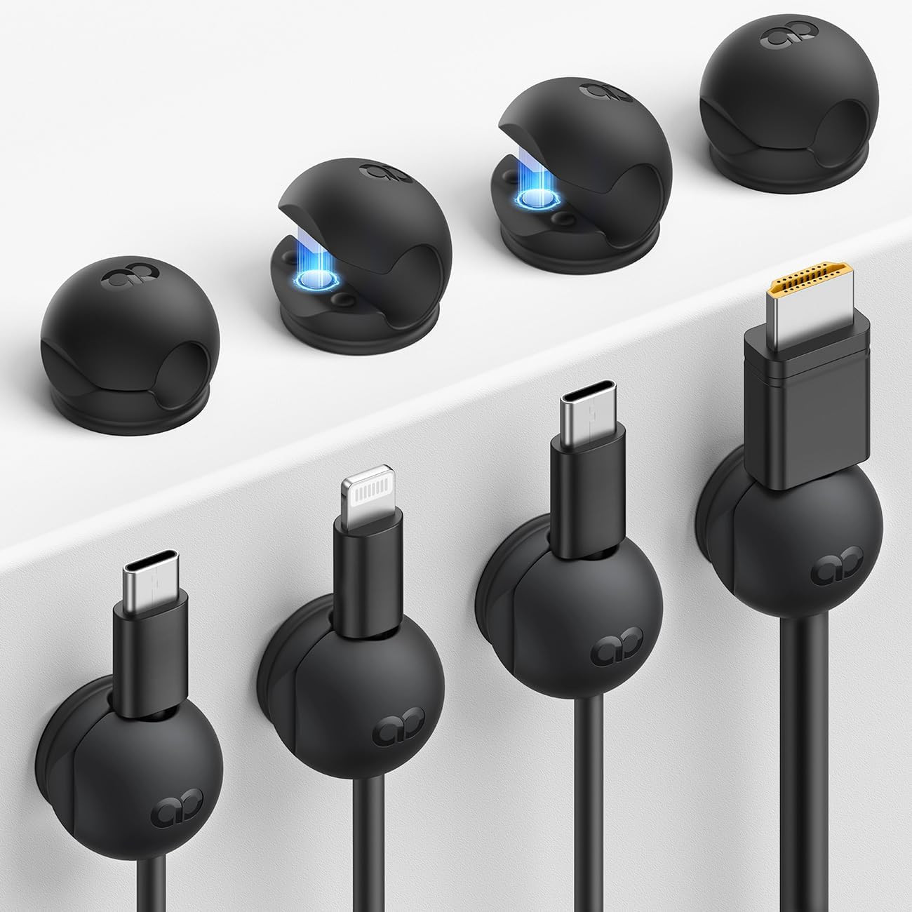 Lamicall 8 Pack Magnetic Cord Organizer, Mini-Soft Silicone Clips | Cable Manage