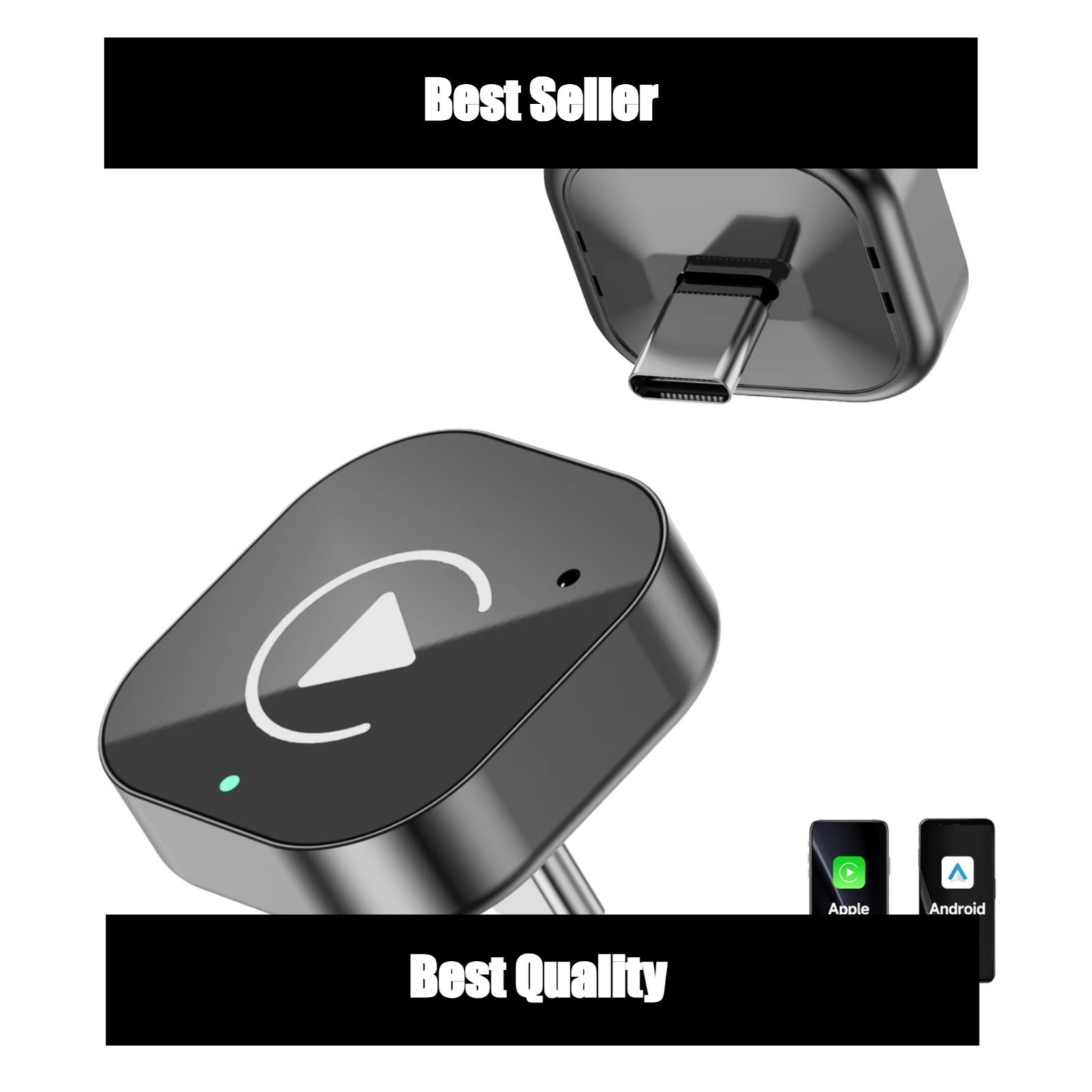 Spedal 2 in 1 Wireless CarPlay Android Auto Dongle USB-C Adapter Plug and Play
