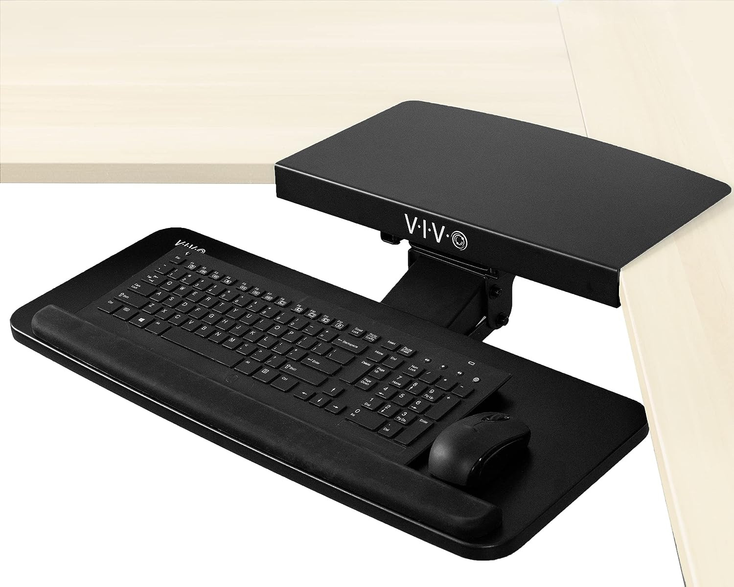 VIVO Adjustable Computer Keyboard and Mouse Platform Tray with Corner Connector,
