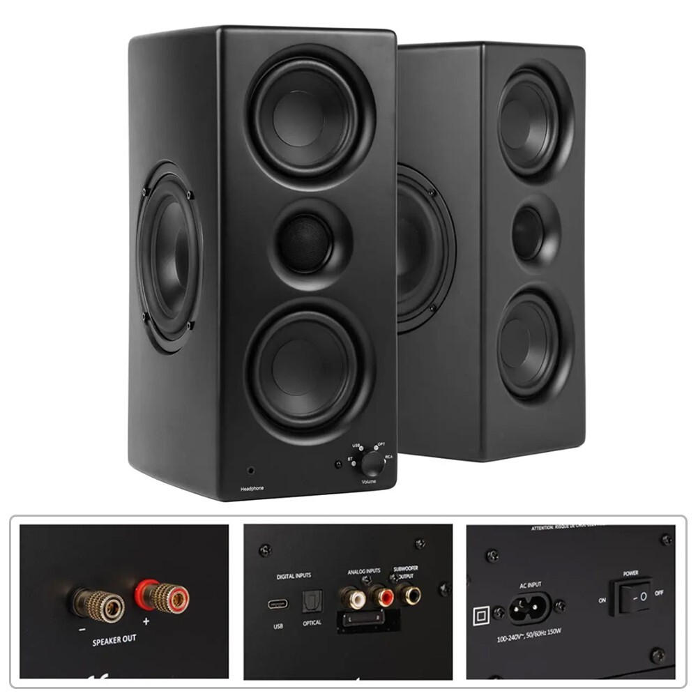 Pair 100W Active Powered Computer Speakers Bluetooth Desktop PC Laptop AptX HD