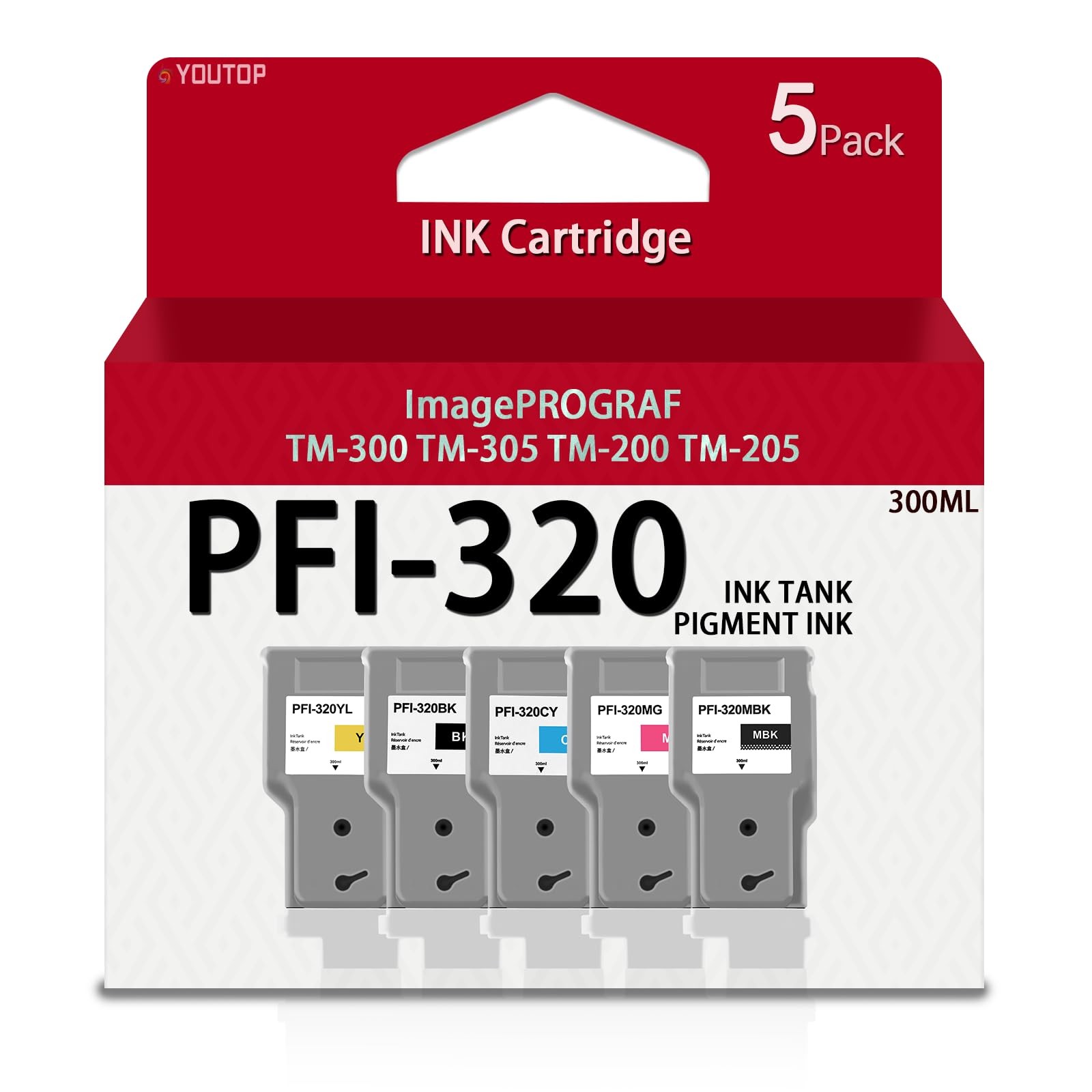 PFI-320 PFI320 Ink Tank (300ml -5 Pack) PFI-320MBK PFI-320C PFI-320M PFI-320Y...