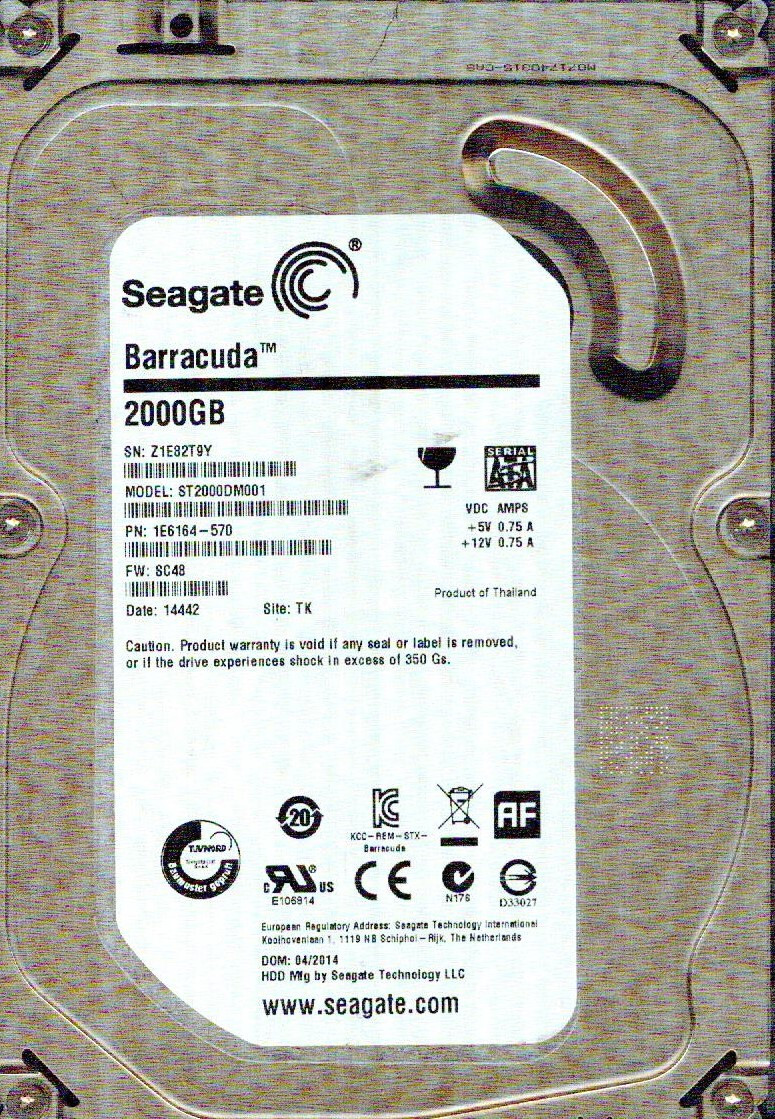 ST2000DM001,  1E6164-570,   SC48,  TK, Z1E8   SEAGATE SATA 2TB