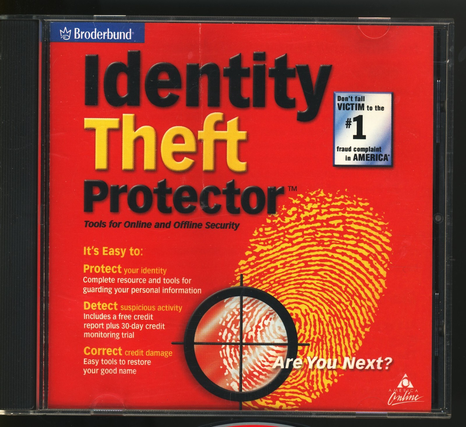 Broderbund Identity Theft Protector software PC CD-ROM Win 98/2000/XP