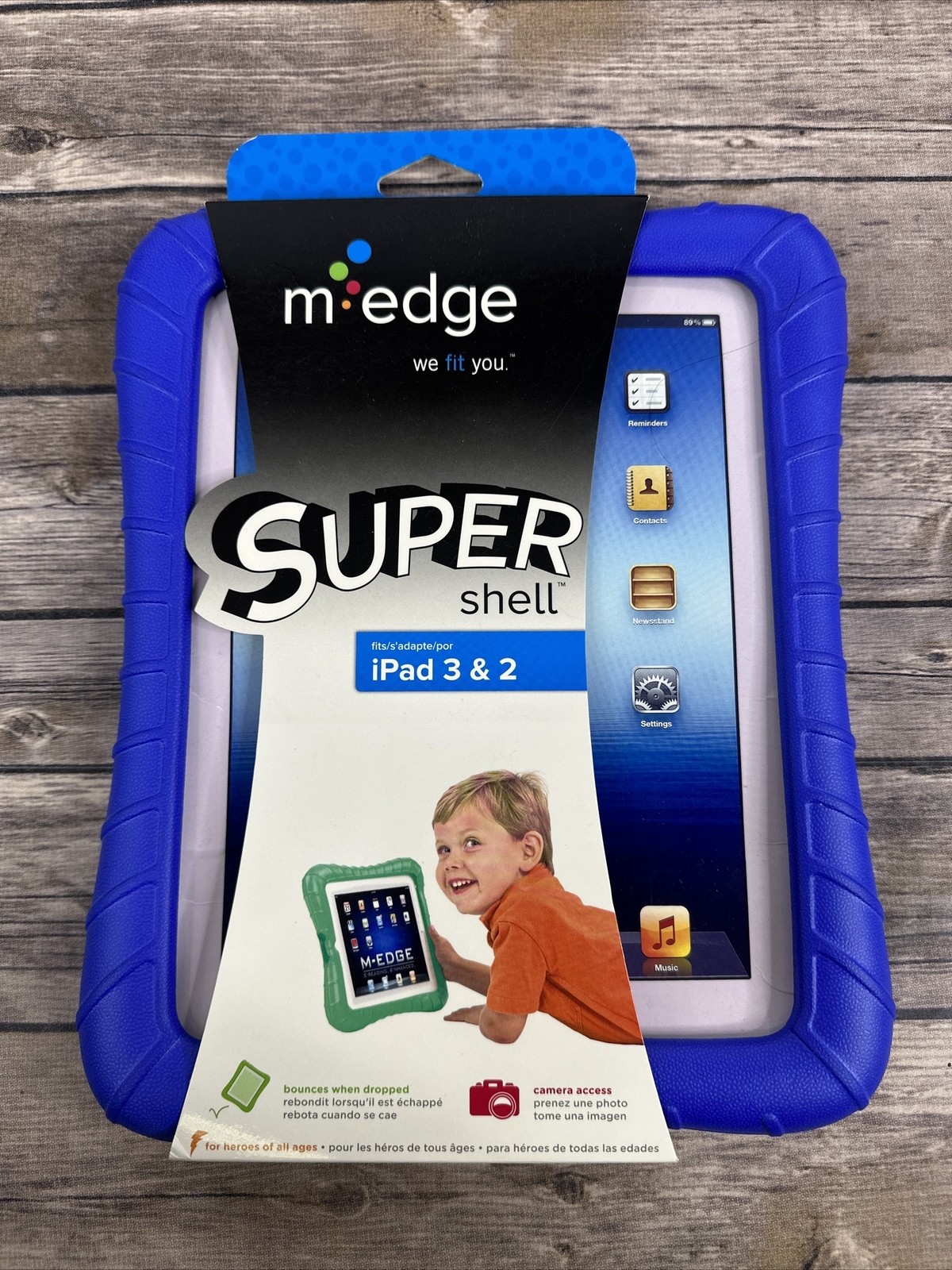 MEdge Supershell Tough Slim Case for iPad 2 3 Shockproof Blue New