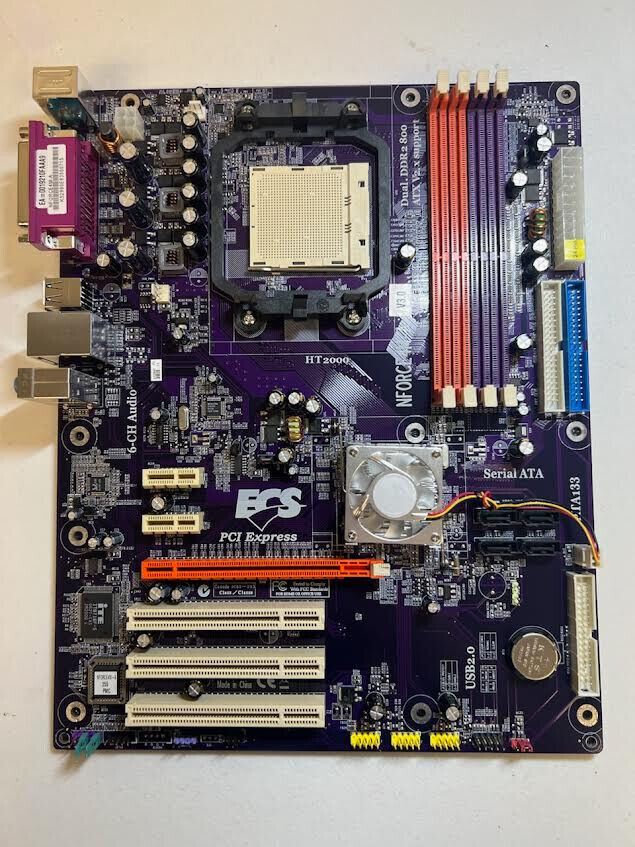 ECS NFORCE4M-A V3.0 AMD Athlon 64 NF4-4X DDR2 800 PCI E Motherboard #378