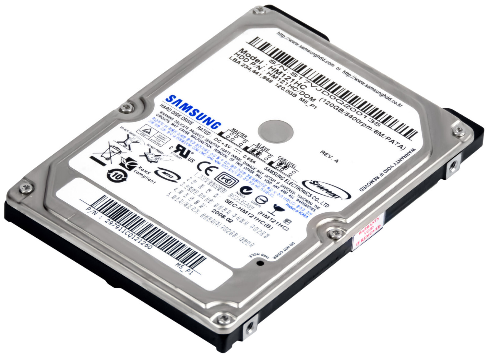 HARD DRIVE SAMSUNG SPINPOINT M80 HM121HC 120GB 5400RPM 8MB ATA 2.5"