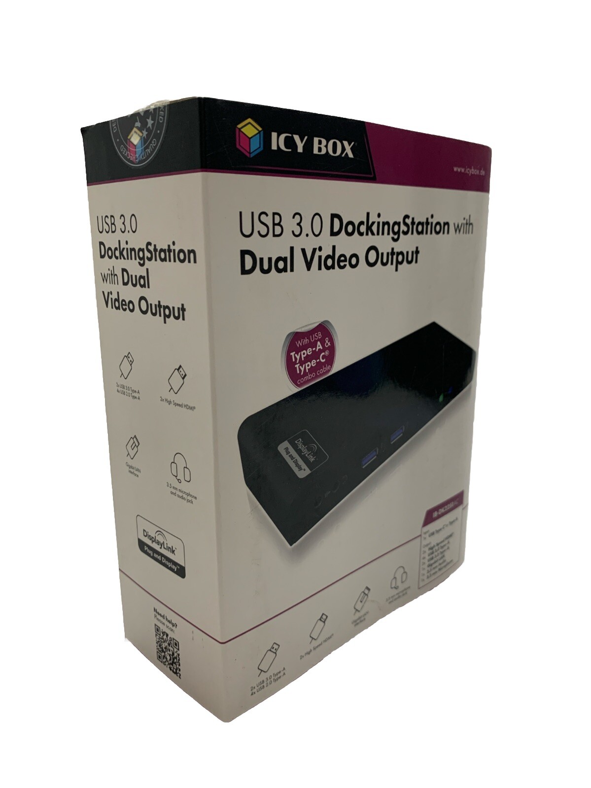 NEW Icy Box USB 3.0 Docking Station with Dual Video Output