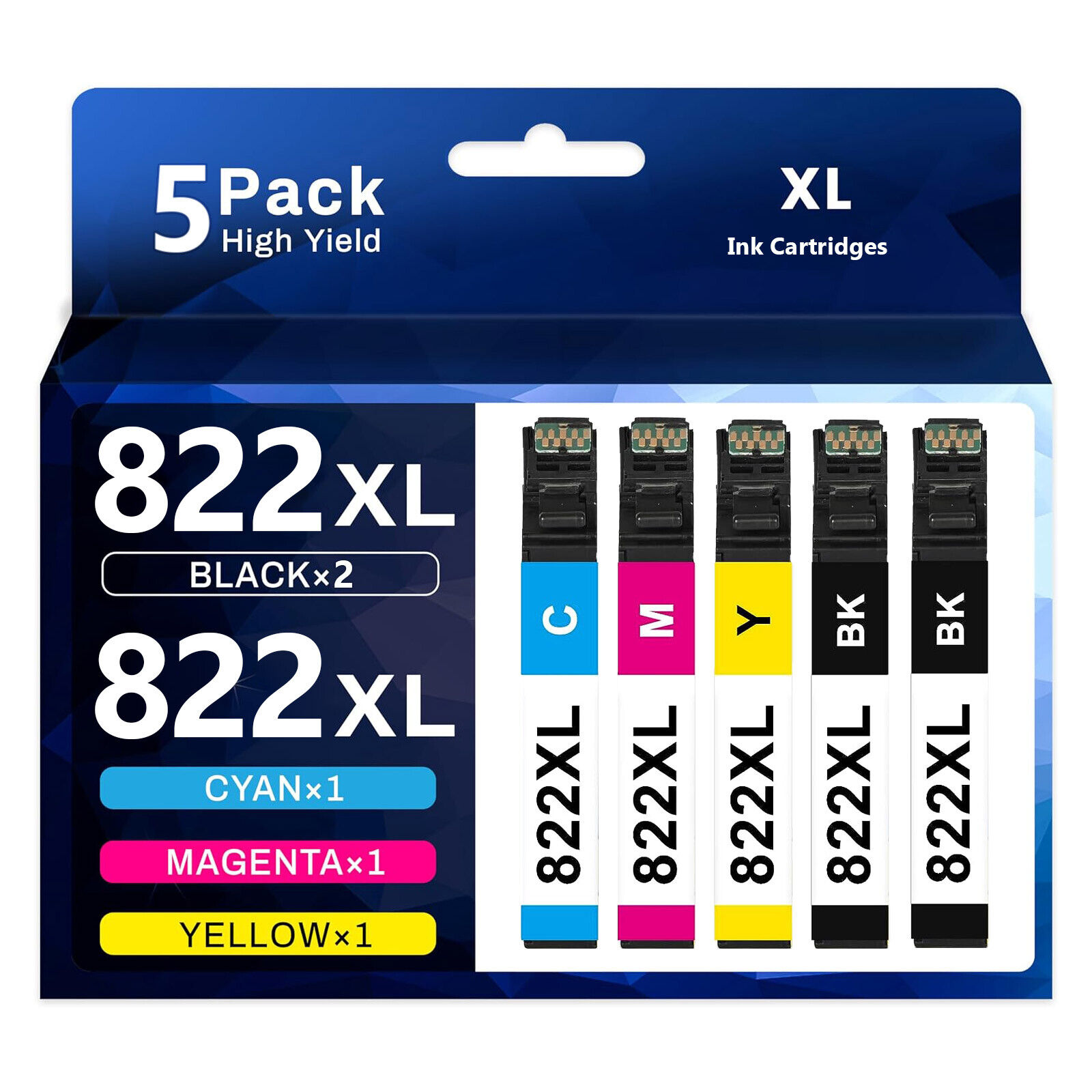 5x 822XL Ink Cartridge Compatible for Epson Workforce Pro WF-4833  WF-3820
