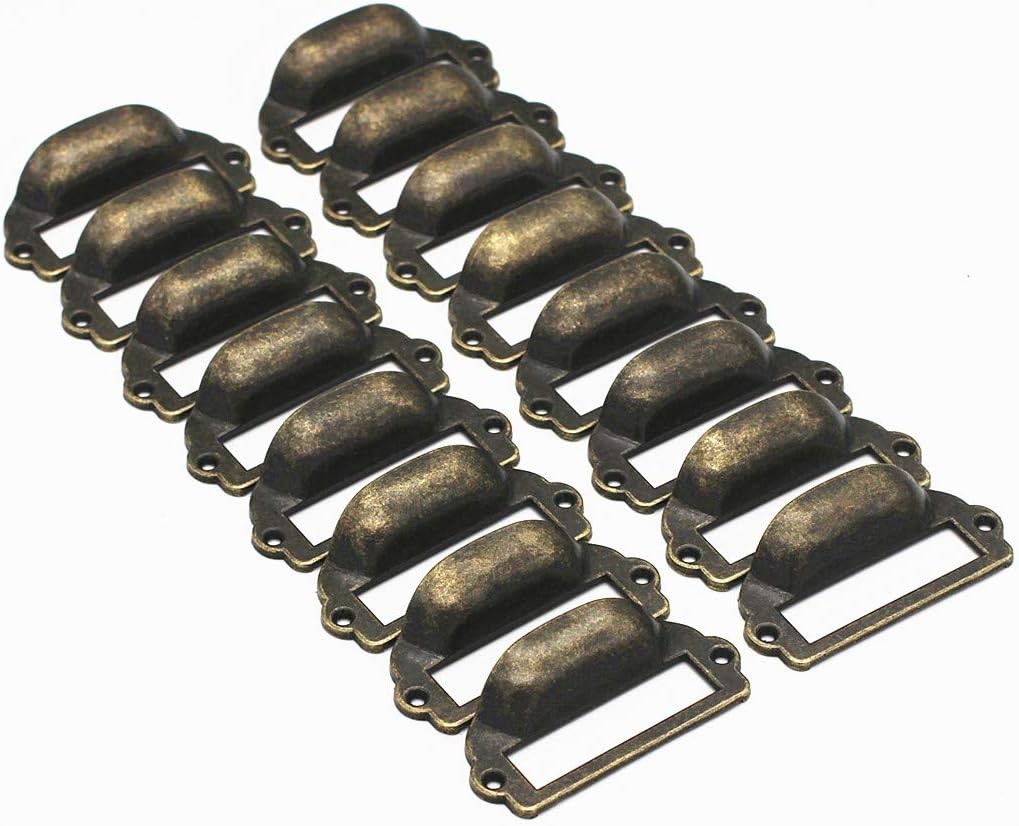 16PCS Antique Bronze Apothecary Drawer Pulls Card Catalog Drawer Pulls Card New
