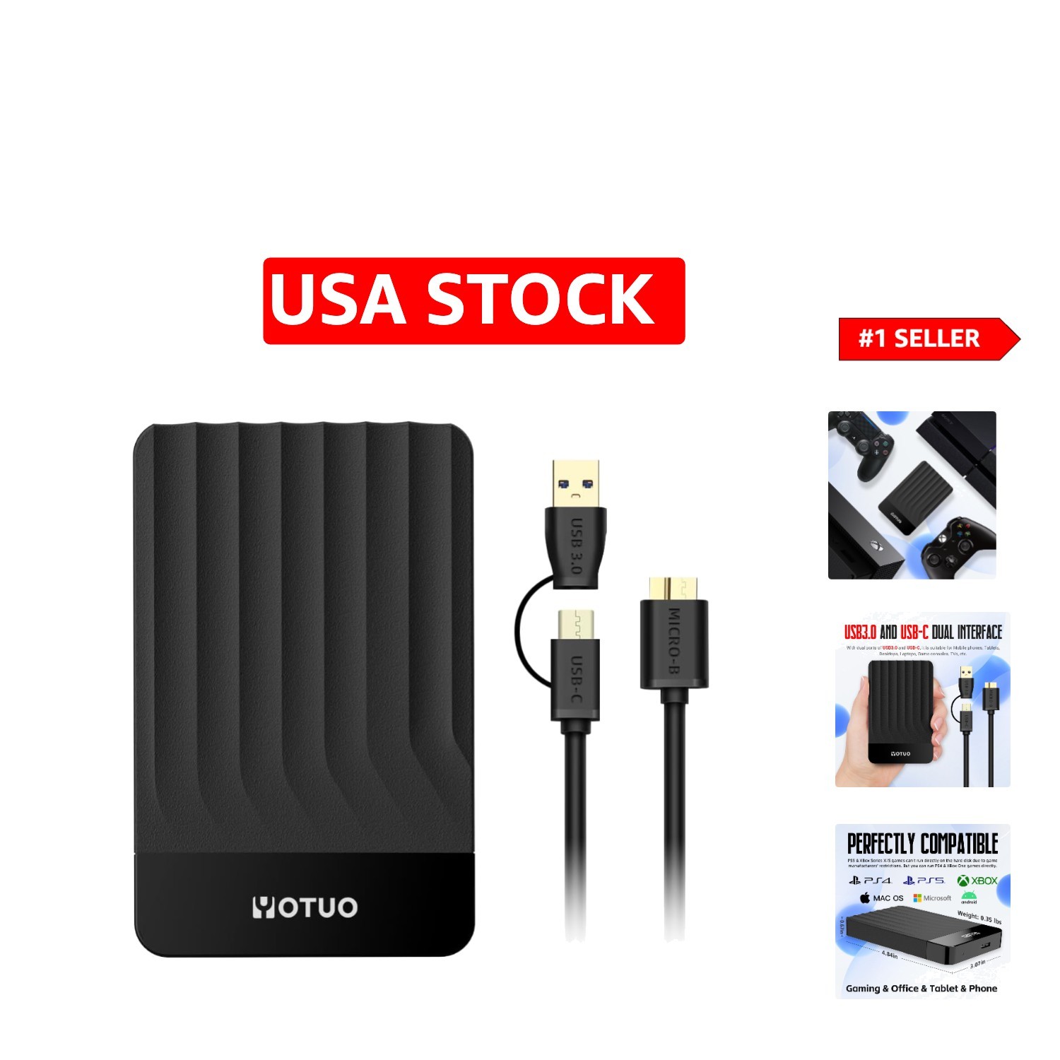 Lightweight 750GB External HDD with Silicone Protection – Perfect for On-the-Go