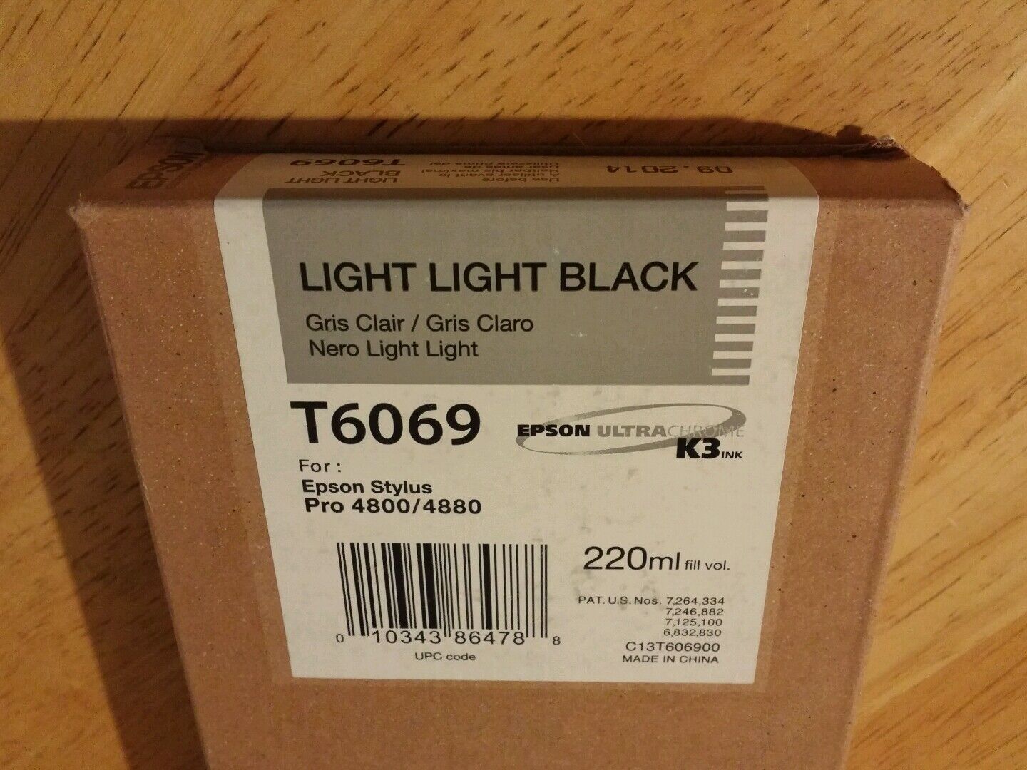 01-2018 GENUINE EPSON T6069 LIGHT LIGHT BLACK 220ml K3 INK STYLUS PRO 4800 4880