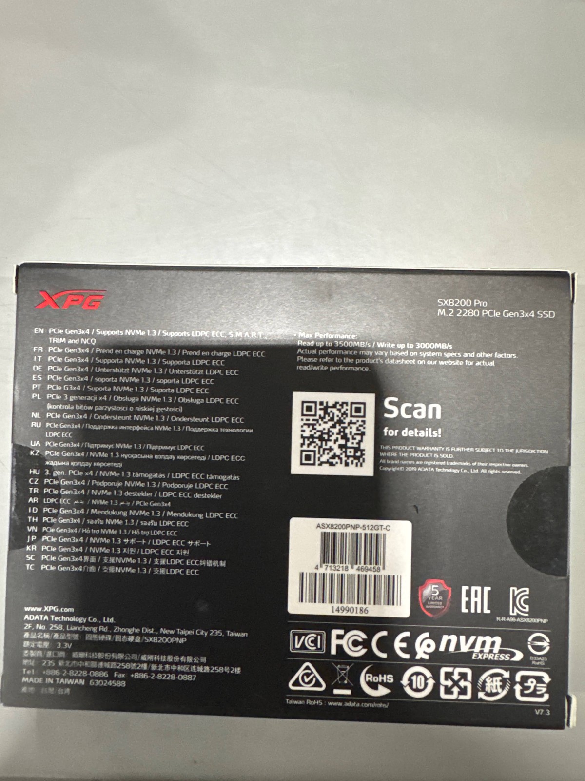 ADATA XPG SX8200 PRO SERIES 512GB INTERNAL SSD PCIE GEN 3 X4 FOR -  BLACK