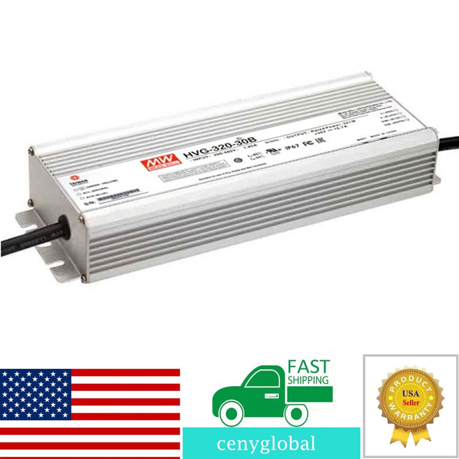 MeanWell HVG-320-30B 30V 10.7A Constant Voltage Current LED Driver Power Supply