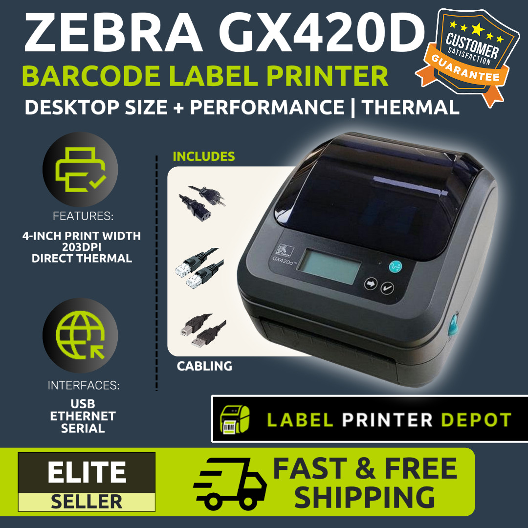 ✅Zebra GX420D Desktop Thermal Label Printer, 4-Inch Width, USB, Network🔥⭐