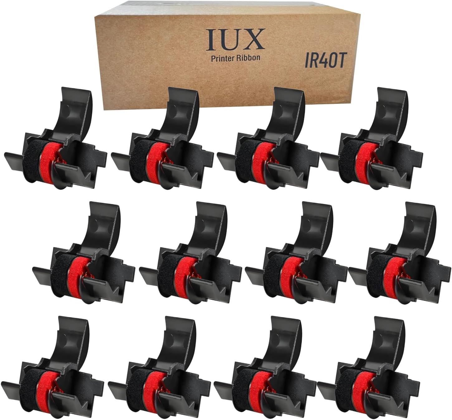 IR40T Calculator Ink Roller IR-40T Black and Red Calculator Ribbon, 12 Pack