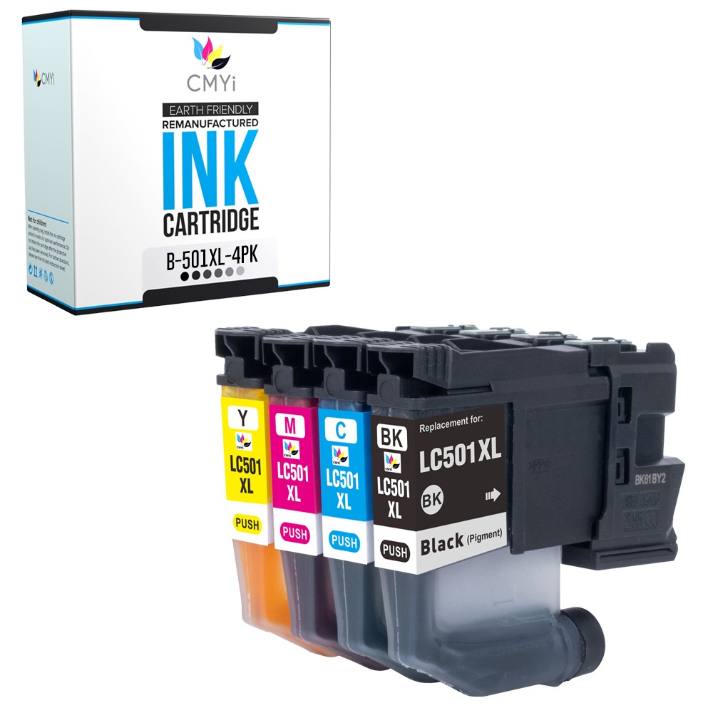 4-Pack Compatible CMYi LC501XL Ink Cartridges Combo fits Brother MFC-J1260DW