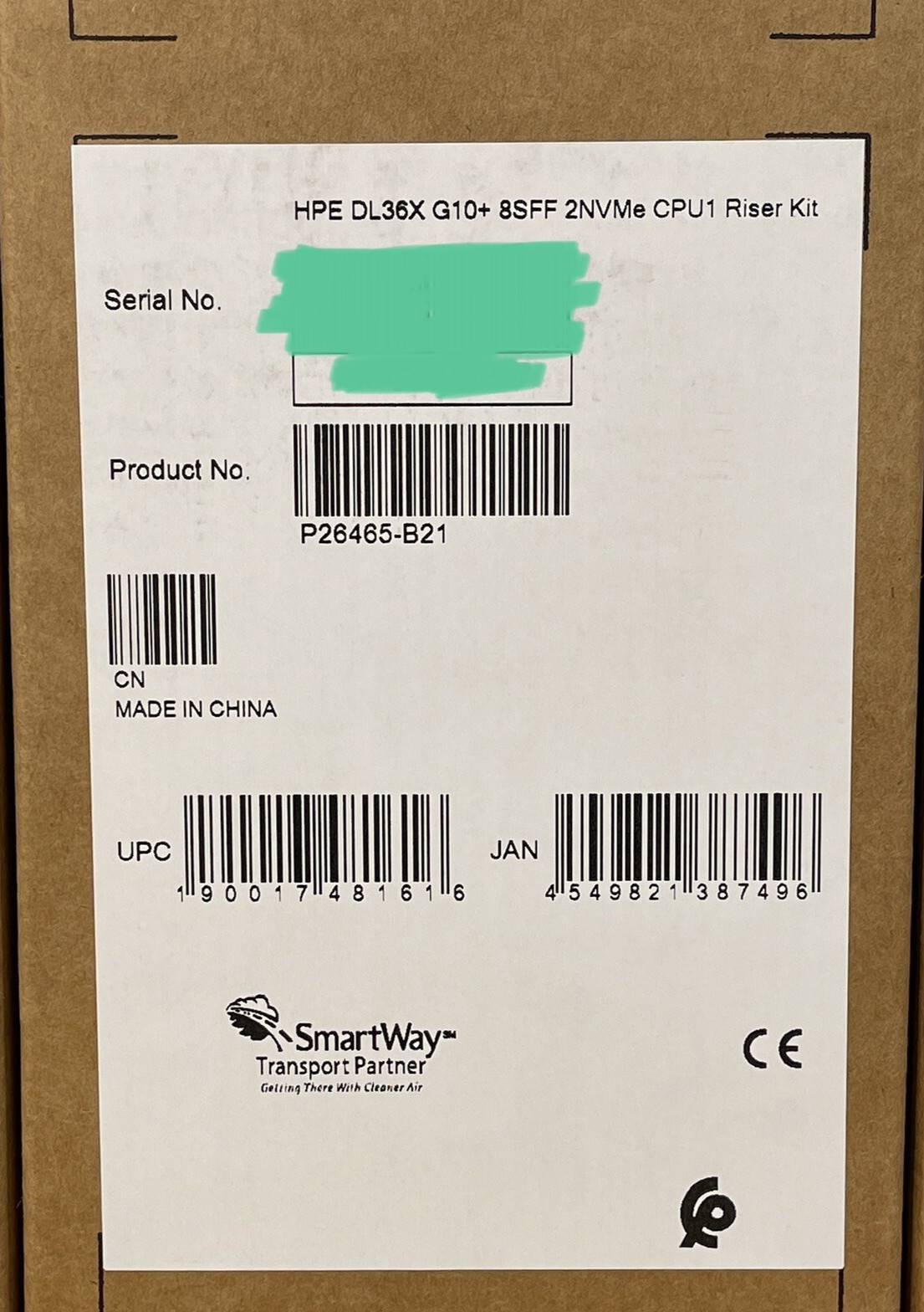 HPE ProLiant DL360 DL365 DL36X Gen10+ Plus 8SFF 2NVMe CPU1 Riser Kit x16 x8 G10+