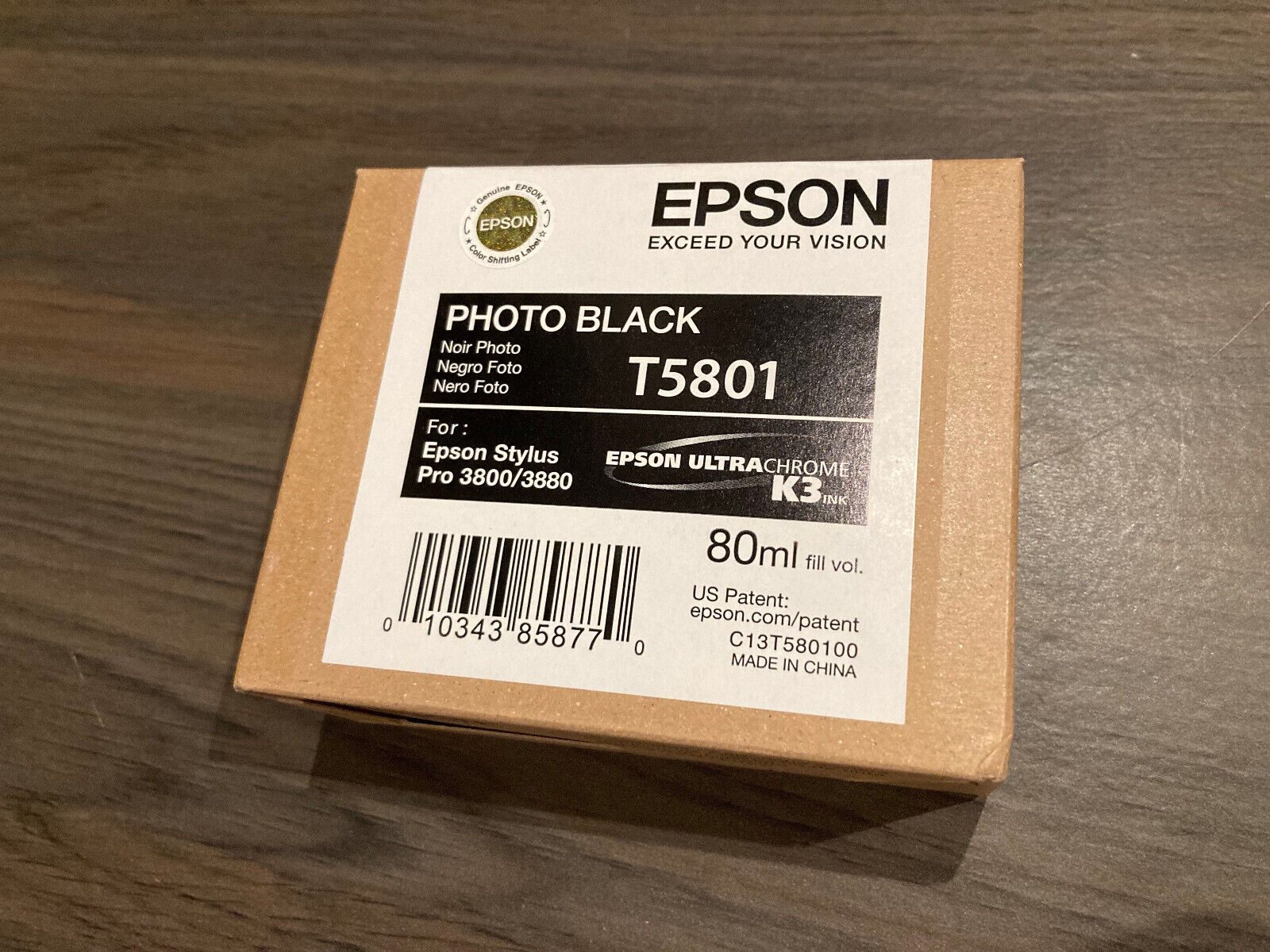 Genuine Epson T5801 Photo Black Ink - EXPIRED 02-2017