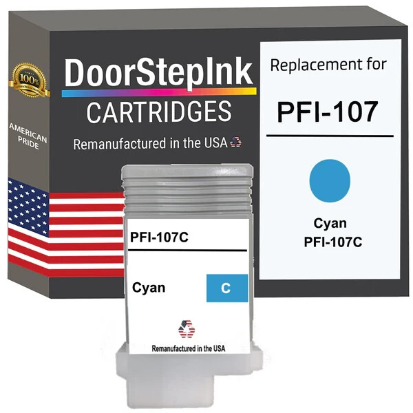 DoorStepInk Compatible Ink Cartridges For Canon PFI-107 Cyan 130ml-USA