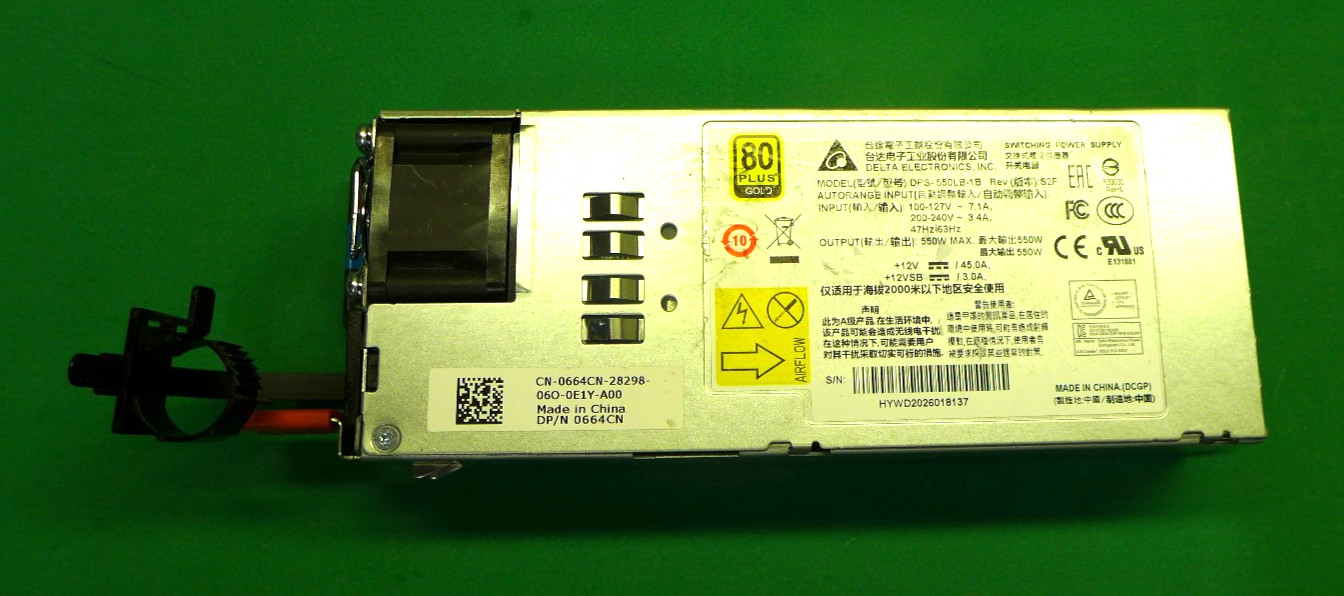 GENUINE Dell PowerSwitch 550W 80+ Gold Power Supply 664CN