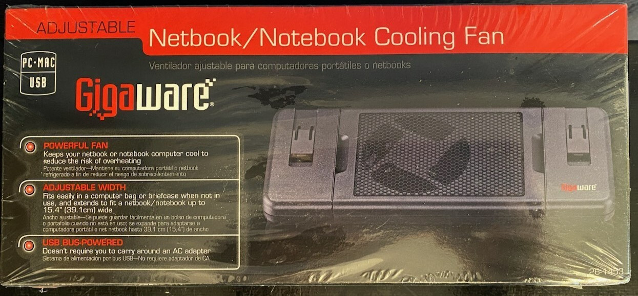 Gigaware Adjustable Netbook/Notebook Cooling Fan (26-1453)