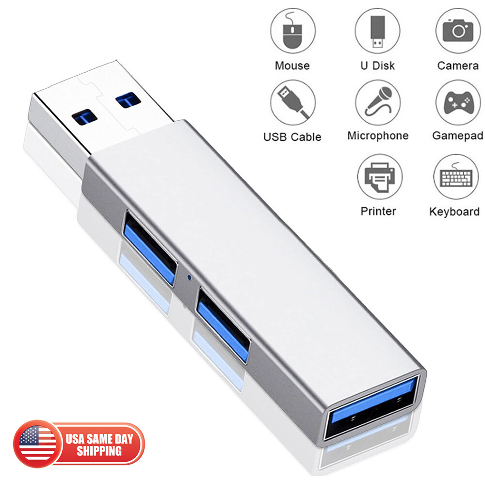 High Speed Aluminum 3 Port USB 3.0 Multi HUB Splitter Desktop PC Laptop Adapter