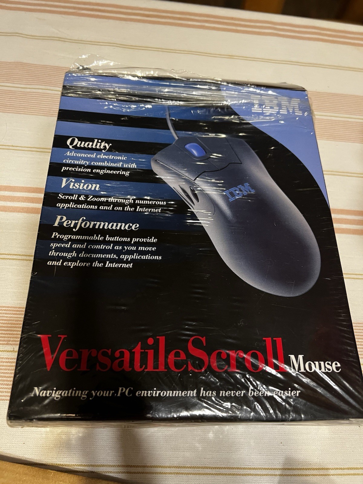 Vintage NEW IBM Versatile Scroll Computer Mouse Blue Windows PS/2
